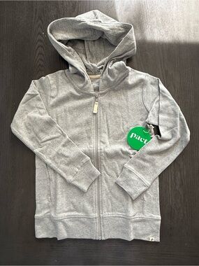 Pact Kids Organic Cotton Zip Up Hoodie Heather Gray Size 6/7 NWT GOTS